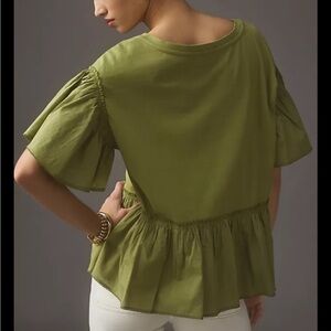 Anthropologie Green Baby Doll Top Medium